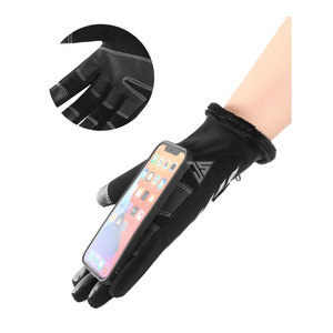Gants d'hiver thermiques en cuir de vachette imperméables en tissu polyester coupe-vent pour le ski et le snowboard, antidérapants à doigts complets, vente en gros - Product Image 6