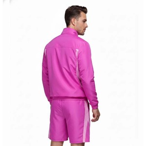 Men's Pink Color Blocking Track Suit Set With Logo Print Quick Dry Sporty Outerwear Summer Wear - Product Image 3