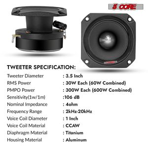 Coppia di 600W picco combinato 4 Ohm 3.5 pollici in alluminio Super Bullet tweeter Audio per auto altoparlanti TW BLT 150 BLK coppia di amplificatori per auto - Product Image 6