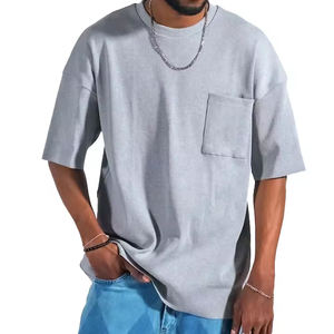 Camiseta Extra Grande para Hombre, Venta al Por Mayor, 220g, Unisex, Estilo Urbano, Hip Hop, Vintage, Lisa, Informal, Verano, 100% Algodón - Product Image 6