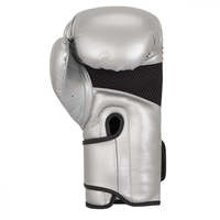 Gants de boxe en PU argentés, lacés, respirants, taille adulte, pour entraînement de boxe, gants de boxe en cuir, MMA respirants