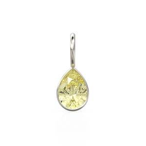 Colgante de Cuarzo Limón de 7mm en Oro Amarillo Sólido de 14k con Engaste para Joyería / Piedra de Nacimiento de Noviembre / Gema Amarilla / Corte Pera - Product Image 6
