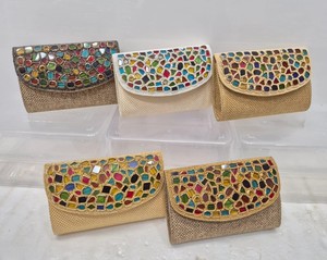 Handmade Mirror Work Jute <b>Clutch</b> Bag for Women | Ethnic Party <b>Wedding</b> Envelope Purse | Designer Potli Style Sling <b>Clutch</b> - Product Image 1