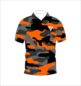Camiseta polo de camuflaje naranja, negra y gris para hombre, camiseta táctica de manga corta para golf, informal, de secado rápido - Product Image 1