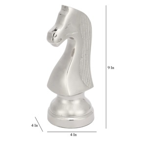 Silver Chess Horse Figurine Knight Piece Table <b>Object</b> Elegant Home Decor Shelf Cabinet and Tabletop Display From India - Product Image 2