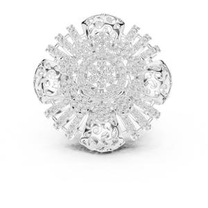 แหวนค็อกเทลเพชรทรงแกะสลักทันสมัย ประดับเพชรแล็บโกรว์ ตัวเรือนทองคำขาว 18KT ชุบโรเดียมหรูหรา เหมาะสำหรับงานหมั้น งานแต่งงาน และงานปาร์ตี้ - Product Image 4