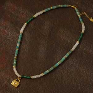 สร้อยคอลูกปัดอะความารีนประดับมุกน้ำจืด หินสีน้ำเงินหลายชั้น เงินแท้ 925 ชุบทอง 14K - Product Image 6