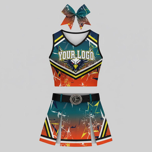 Conjunto de Uniforme de Porristas Azul Personalizado con Logotipo de Águila y Lazo para Adultos - Product Image 4