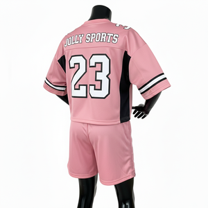 Ensemble short et maillot de football pour femmes, qualité supérieure, polyester, panneaux latéraux rose et noir, logo personnalisé, ensembles pour femmes 100% coton - Product Image 5