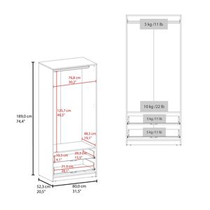 Armadio Interno Nero Wenden con Doppie Ante, Due Cassetti, Asta Appendiabiti e Ripiani Interni - Product Image 4