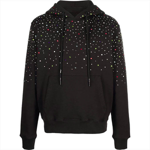 Sudadera con capucha para hombre con estampado y pedrería, 100% algodón, talla grande, hecha a medida, del fabricante, sudaderas gruesas para hombre - Product Image 6