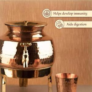 Dispensador de Agua de Cobre Puro de Exportación India de Lujo, Ecológico, con Abertura Superior Amplia para un Almacenamiento Saludable en la Cocina y las Áreas de Comedor - Product Image 4