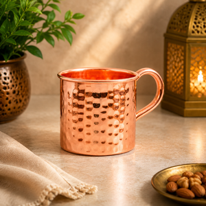 Tasse en cuivre pur martelé avec poignée, mug Moscow Mule pour bar à domicile, mugs à cocktails, mugs aux bienfaits ayurvédiques pour la santé - Product Image 3