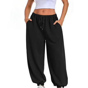 Pantalones deportivos de algodón suave para mujer, pantalones de chándal de corte cómodo, pantalones deportivos lisos con logotipo personalizado, ropa de gimnasio para mujer - Product Image 4