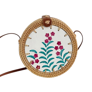 Bolso de Ratán con Asa de Cuero, Hecho a Mano, con Madreperla, Venta al Por Mayor Directa de Fábrica, Precios Económicos, Tamaño Personalizable - Product Image 1