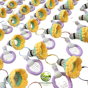 พวงกุญแจลูกขนไก่โครเชต์น่ารัก ทำมือจากไหมพรมคอตตอน พร้อมจี้ดอกไม้ ของขวัญสำหรับคนรักแบดมินตัน ขายส่ง - Product Image 3