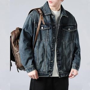 Men's Denim Jacket Casual Button Front Solid Color Regular Fit Stonewashed Autumn 100% Cotton Washable - Product Image 2