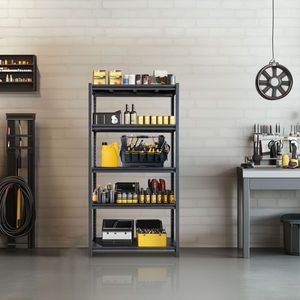 Scaffali da Garage Regolabili da 183 cm, 5 Ripiani, Capacità 2200 LBS, Organizzatori Metallici per Stoccaggio, Scaffalature Utilitarie per Magazzino - Product Image 6