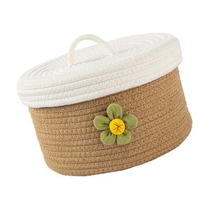 Panier en corde de coton décoratif multi-usages, bac à jouets, organiseur de rangement pour serviettes et oreillers, pour la décoration de la maison - Product Image 4