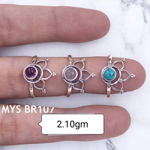 Bagues en argent sterling 925, bijoux en gros, améthyste, quartz rose, turquoise, bagues en argent avec pierres précieuses pour femmes - Product Image 1