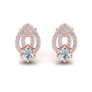 Pendientes de Oro Sólido de 10K, 14K y 18K con Diamantes Cultivados en Laboratorio de Corte Redondo para Mujer, Diseño de Diseñador, para Bodas, Fiestas y Regalos de Aniversario - Product Image 5