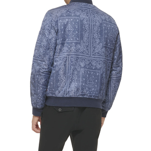 Blouson bomber pour homme, imprimé paisley bleu, coupe classique, fermeture éclair, vêtement décontracté pour l'automne - Product Image 4