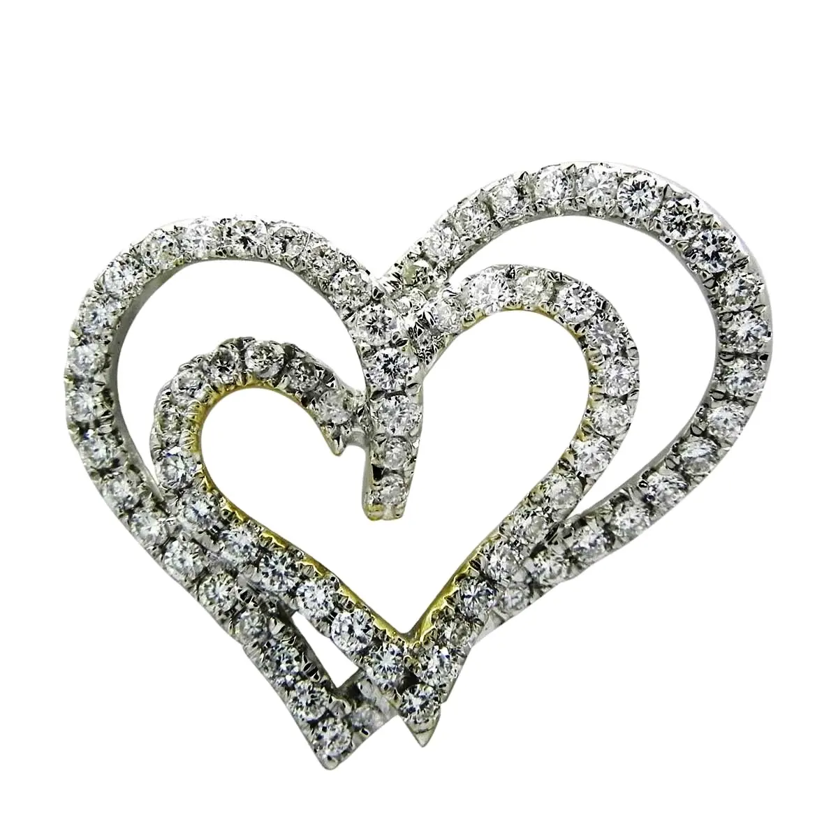 IGI & Ingemco Certified Diamond Pendant at Wholesale Price Diamond Jewellery by Djewels Double Heart Shape Solid Gold Pendant