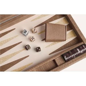 Jeu de backgammon de luxe en cuir à motif crocodile, grand jeu de société professionnel fait main avec dés de précision et agitateurs pour adultes - Product Image 2