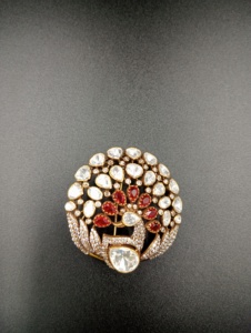AMAIRA JEWELS <b>Gold</b> Plated Silver Flower Brooch Crystal Rhinestones Pear Cut Red Stones Unisex Party Jewelry Accessory <b>Clothes</b> - Product Image 5