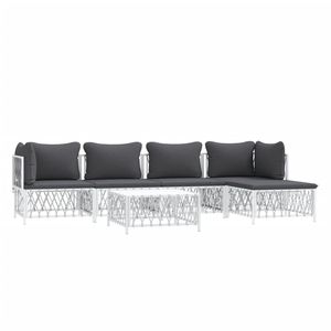 Set Lounge da Giardino Bianco e Grigio Scuro - Product Image 3