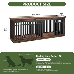 Jaula Moderna de Madera y Metal para Mascotas de Raza Grande, con Caja Superior de Almacenamiento, Cierre Deslizante Horizontal, Bandeja de Madera, para Uso en Interiores - Product Image 2