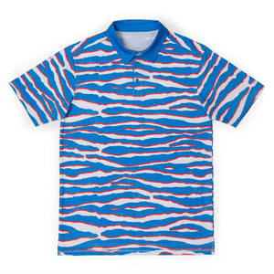 T-shirt de golf personnalisé pour homme, coupe ajustée, en tissu Broadcloth anti-plis, à séchage rapide, avec design tricoté et logo imprimé intégral - Product Image 1