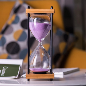 Reloj de Arena de Madera con Marco de Metal Negro, Reloj de Vidrio Beige, Decoración de Mesa para el Hogar, Oficina o Escritorio - Product Image 2