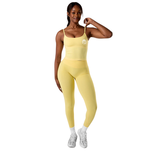 Débardeur léger jaune pour femme, coupe ajustée extensible, idéal pour le yoga, la gym et l'entraînement, haut de performance pour le sport - Product Image 4