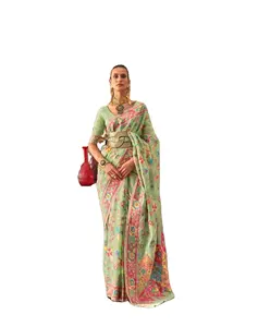 Mới Nhất Thiết Kế Kashmiri Lụa Dệt Saree Bởi Fab Khu