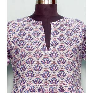 Elegante Vestido Mini de Verano para Playa, Estilo Vintage, Hecho a Mano con Algodón Orgánico, Cuello en V, Manga Larga, Corte en A, Estampado Floral, Transpirable - Product Image 3
