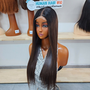 Peluca de cabello humano HD de 20 pulgadas con encaje frontal, grado virgen, cabello liso natural, estilo afro, proveedores mayoristas, color ombre marrón - Product Image 2