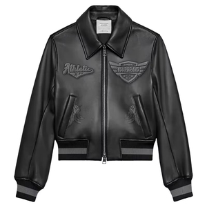 Veste d'hiver pour homme sur mesure, élégante, style universitaire, avec accents en cuir, veste d'aviateur en cuir noir 2026 - Product Image 1