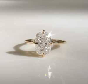 Signet 3.02CT Cushion Cut Diamond Elongated <b>Ring</b> 14K Yellow Gold Lab Grown for Unisex IGI Certified Romantic <b>Proposal</b> Gift Her - Product Image 5