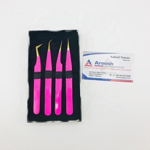 แหนบต่อขนตาปลอมสีชมพูและสีทองแบบมืออาชีพทำจากสเตนเลสสตีลแข็งปลายแหลม - Product Image 2