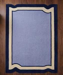 Tapis rectangulaire moderne beige et marron à bordure, en laine et acrylique tufté, antidérapant, pour salon - Product Image 6