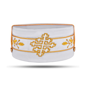 High Quality Sovereign Grand Commander White Crown <b>Cap</b> Custom Gold Embroidery Gold Bullion Ceremonial Regalia - Product Image 1