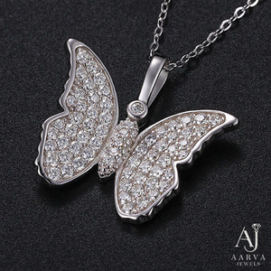 Pendentif Papillon en Moissanite Plaqué Or Rose, Collier Tendance Style Hip Hop, Bijou Ailé Scintillant, Idéal Cadeau - Product Image 6