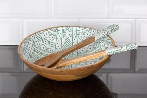 Cuenco de madera vintage superventas con detalles esmaltados para decoración del hogar de estilo herencia, que muestra habilidades artísticas y artesanales tradicionales - Product Image 2