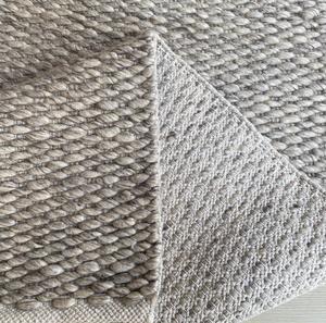 Alfombra de Lana Abstracta Hecha a Mano, Color Gris Natural |   Alfombra de Lana Texturizada Tejida a Mano, Ecológica y Apta para Mascotas, para Sala de Estar y Dormitorio - Product Image 1