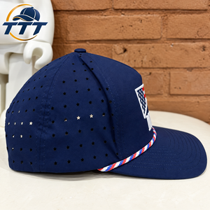 Gorra de Golf Personalizada con Corte Láser al por Mayor, Gorra Snapback Transpirable de 6 Paneles con Logotipo de Parche Tejido, Fabricante de Vietnam, Fábrica de Gorras OEM ODM - Product Image 3