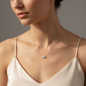 Collar con colgante Toi et Moi con diamantes de corte ovalado y en forma de pera de 1.00 CTW - Product Image 6