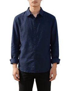 Nueva Llegada de Verano, Camisa de Manga Larga con Cuello Marinero de Lino Sólido, Estilo Americano, Casual y Minimalista para Hombre - Product Image 3