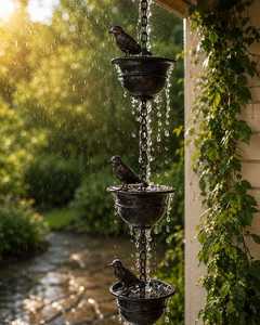 Chaîne de drainage décorative pour jardin, conçue par un designer, utilisée comme chaîne de drainage pour le toit - Product Image 5