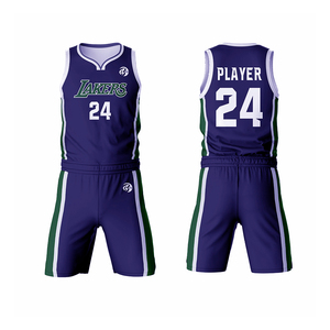 Uniforme de basketball personnalisé à séchage rapide avec impression numérique, tissu léger en maille, taille élastique, grandes tailles, 100 % coton - Product Image 1